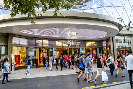 Frankfurt / Germany - August 02 2018: MyZeil is a busy shopping center in the cityのeditorial素材