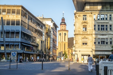 Frankfurt / Germany - August 02 2018: St. Catherines Church â Katharinenkirche is the largest Lutheran church in the old city centre of Frankfurt am Main, dedicated to the martyred early Christian saint, Catherine of Alexandria, Germanyのeditorial素材