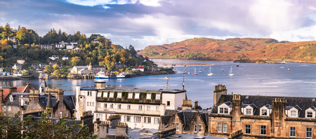 The skyline of Oban in autumn, Argyll in Scotland - United Kingdom