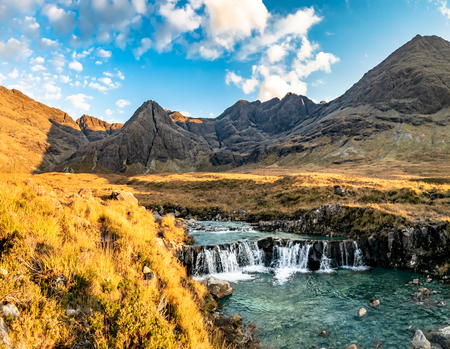 The Fairy Pools in autumn, Glen Brittle, Skye, Scotlandの写真素材