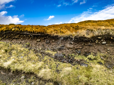 The rain is flowing through the peat during the stormの写真素材