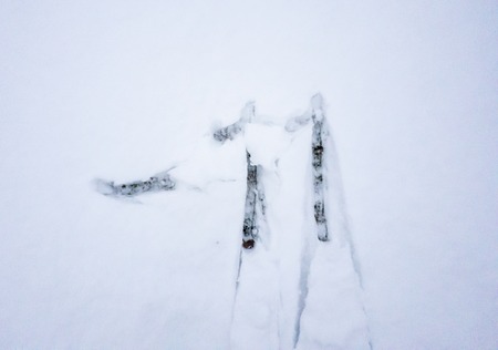 Temperature of -11 written in the freshly fallen snowの写真素材