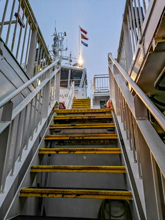 Sconser, Isle of Skye / Scotland - October 23 2018 : Cars driving on the ferry to Raasayのeditorial素材