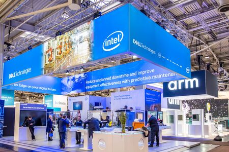 Hannover / Germany - April 02 2019 : Intel is displaying new innovations at the Hannover Messe