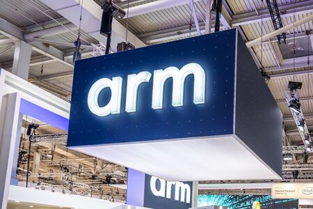 Hannover / Germany - April 02 2019 : Arm is displaying new innovations at the Hannover Messe