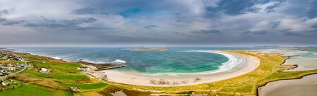 Aerial view of the famous Magheraroarty beach - Machaire Rabhartaigh - on the Wild Atlantic Way in County Donegal - Irelandの写真素材