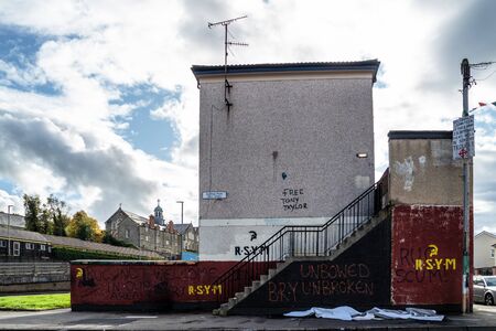 Derry, Londonderry / Northern Ireland - October 12 2019: The Bogside is a neigbourhoud outside the...