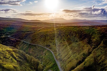 Aerial view from Glengesh Pass by Ardara, Donegal, Irelandの写真素材