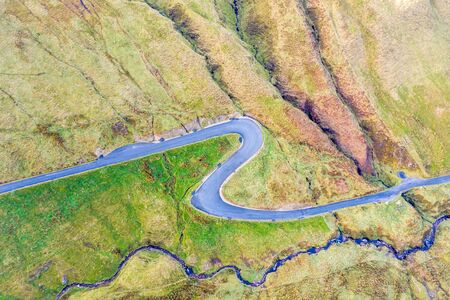 Aerial view from Glengesh Pass by Ardara, Donegal, Irelandの写真素材