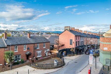 Derry, Londonderry / Northern Ireland - October 12 2019: Fahan street is close to the bogsode of the...
