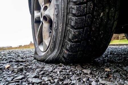 Portnoo, County Donegal - January 24 2020 - Flat tyre due to screwのeditorial素材
