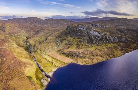 Aerial view of Lough EA between Ballybofey and Glenties in Donegal - Irelandの写真素材