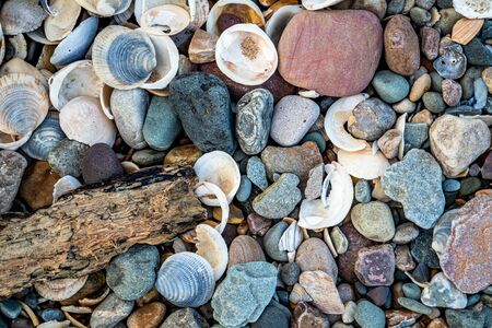 Kinnagoe bay in County Donegal, Inishowen has an extraordinary selection of colourful stones- Irelandの写真素材