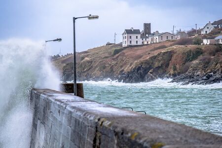 Crashing ocean waves in Portnoo during storm Ciara in County Donegal - Ireland.の写真素材