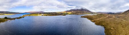 Aerial view of Mount Errigal, the highest mountain in Donegal - Ireland.の写真素材
