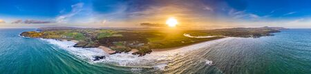 Aerial view of Culdaff Beach in Donegal Irelandの写真素材