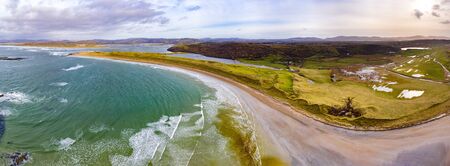 Aerial view of Cashelgolan, Castlegoland, beach, by Portnoo County Donegal, Irelandの写真素材