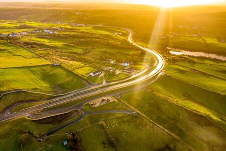 The new N56 road and viewpoint between Glenties and Lettermacaward at the Gweebarray bay n County...