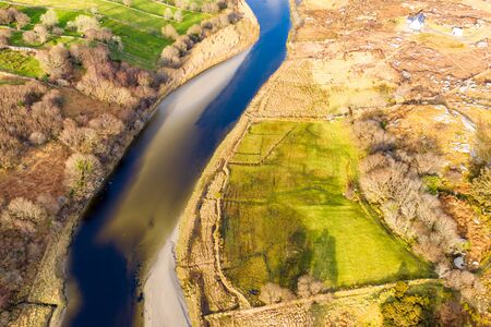Aerial view of Gweebarra River between Doochary and Lettermacaward in Donegal - Ireland