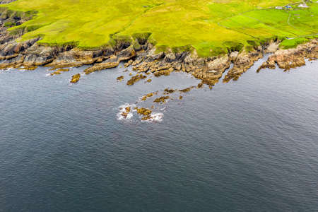 Aerial view of wild coast by Glencolumbkille in County Donegal, Irleand.の写真素材