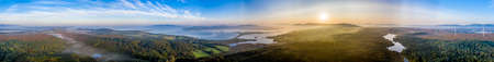 Aerial view of Bonny Glen in County Donegal with fog - Ireland.
