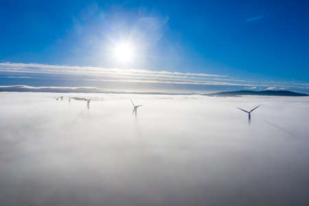 Above the clouds at Bonny Glen in County Donegal with fog - Irelandの写真素材