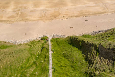 Aerial view of the stairs to the Silver Strand in County Donegal - Irelandの写真素材
