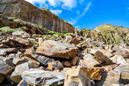 Rockfall at Silver Strand in County Donegal - Irelandの写真素材