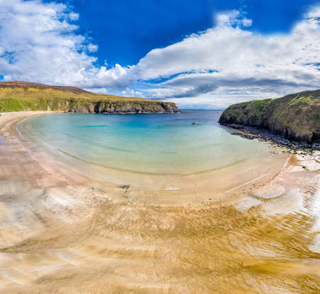 Aerial view of the Silver Strand in County Donegal - Irelandの写真素材