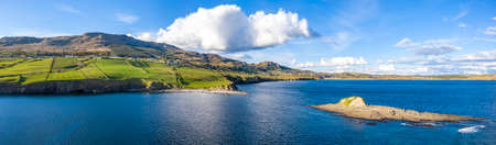Aerial view of the beautiful Donegal coast by Largy at the secret waterfall - Ireland