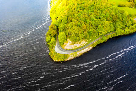 Scenic coastal road close to Parkes Castle, in County Leitrim, Ireland.の写真素材