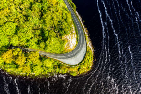 Scenic coastal road close to Parkes Castle, in County Leitrim, Ireland.の素材 [FY310170318165]