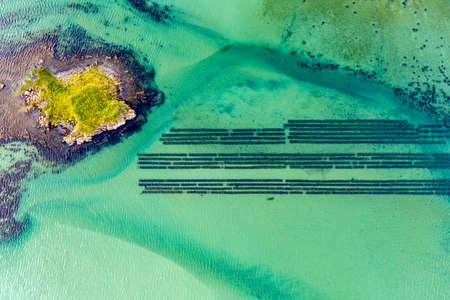 Aerial view of loyster farm by Ardara, County Donegal - Irelandの写真素材