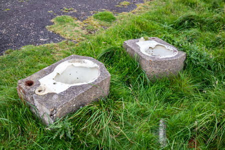 Toilets that are build in concrete at Lenan, County Donegal - Irelandのeditorial素材