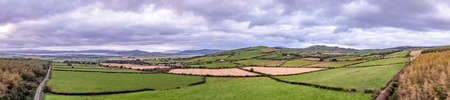 Areal view of the Burt area in Donegal between the Castle and the celtic forest cross - County Donegal, Irelandの写真素材