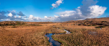 Aerial view of the Owencarrow Railway Viaduct by Creeslough in County Donegal - Ireland