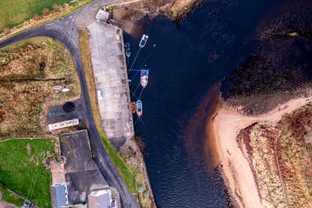 Aerial view of the Inver pier in County Donegal - Ireland.の写真素材