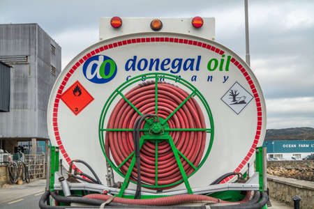 Killybegs, Ireland - Obtober 13 2021 : Donegal Oil ist operating in the harbour