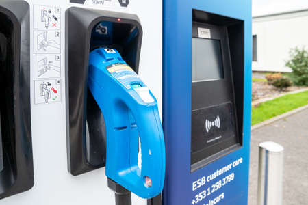 Killybegs, Ireland - Obtober 13 2021 : The fast charge point is located in the middle of the townのeditorial素材