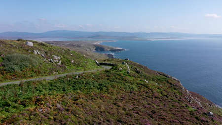 Aerial view of the coastline by Marmeelan and Falcorrib south of Dungloe, County Donegal - Ireland