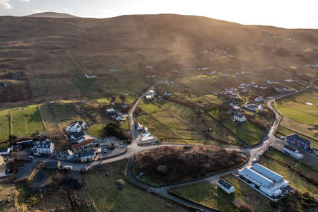 Aerial view of Glencolumbkille in County Donegal, Republic of Irleandの写真素材