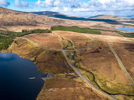 Aerial view of Lough Aroshin by Killybegs, County Donegal - Irelandの写真素材