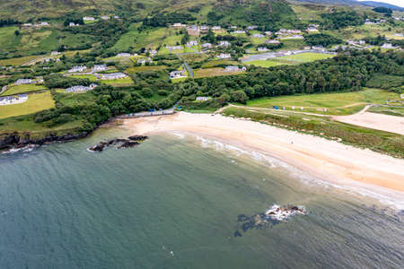 Aerial of Fintra beach by Killybegs, County Donegal, Irelandの写真素材