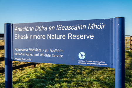 Ardara, County Donegal, Ireland - December 31 2019 : Sign explaining the Sheskinmore Nature Reserveのeditorial素材