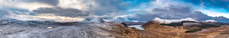 Aerial view of the snow covered Mount Errigal, the highest mountain in Donegal - Ireland.