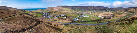 Aerial view of Glencolumbkille in County Donegal, Republic of Irleandの写真素材