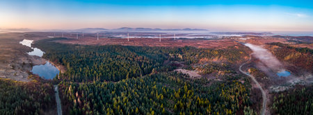 Aerial view of Bonny Glen in County Donegal with fog - Ireland