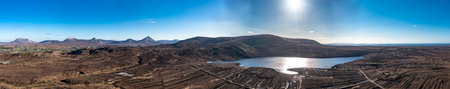 Aerial view of Lough Lagha by Gortahork in County Donegal, Republic of Ireland - Used for drinking water supplyの写真素材