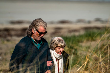 Portnoo, County Donegal, Ireland - March 07 2023 : For Letters of Love is being filmed at the beach, starring Pierce Brosnan,Gabriel Byrne,Helena Bonham Carter, Fionn O Shea,Ann Skellyのeditorial素材
