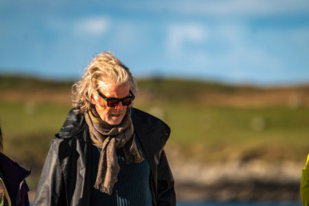 Portnoo, County Donegal, Ireland - March 07 2023 : For Letters of Love is being filmed at the beach, starring Pierce Brosnan,Gabriel Byrne,Helena Bonham Carter, Fionn O Shea,Ann Skellyのeditorial素材